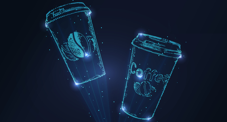 Hologram of two coffee cups