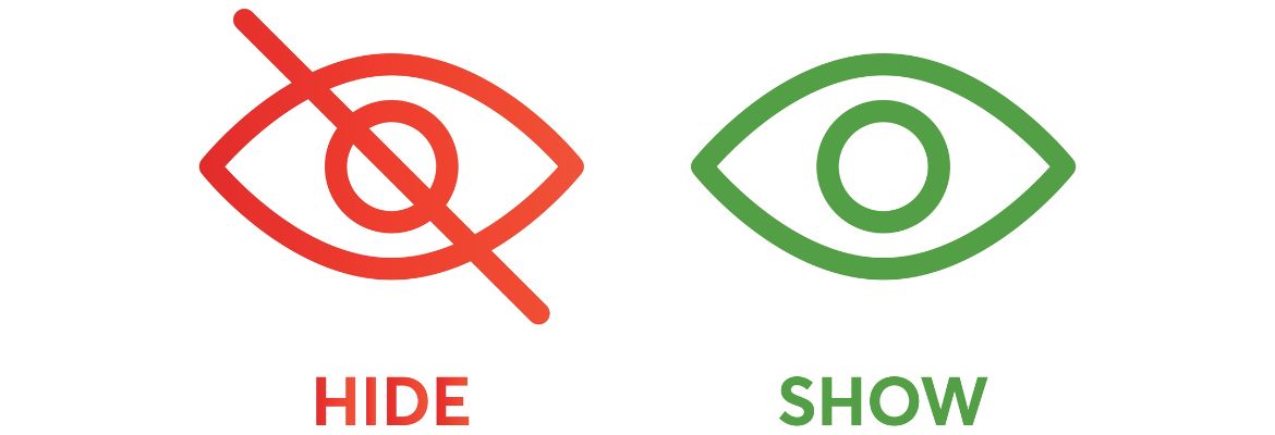 Hide and show vector icons with eye