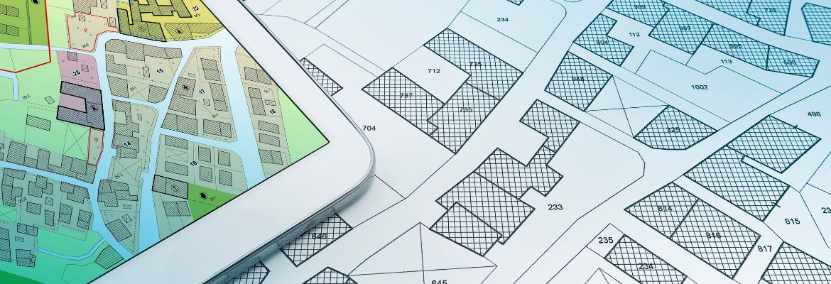 Buildings Permit concept with imaginary cadastral on digital tablet