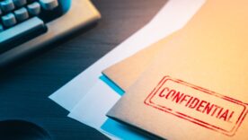 Desk with confidential envelopes